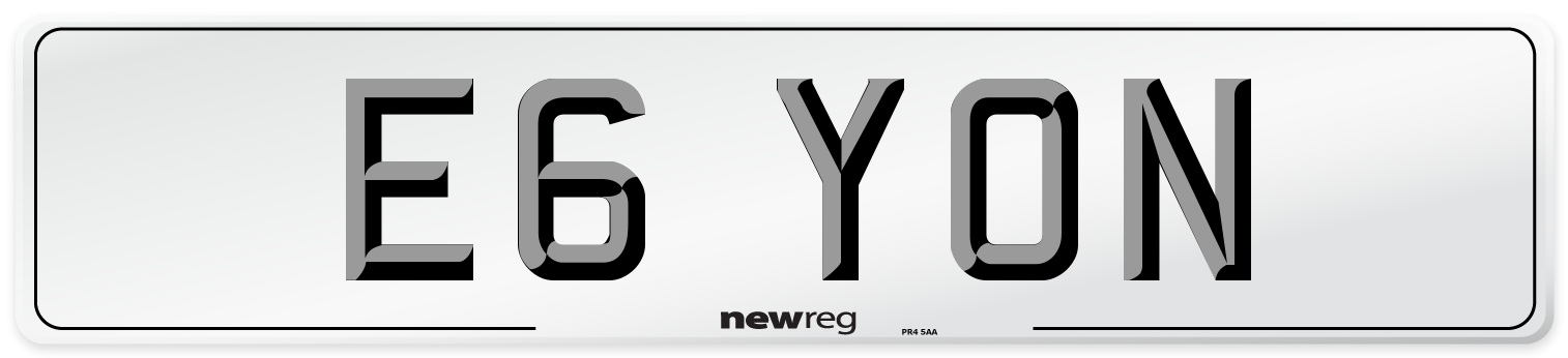 E6 YON Number Plate from New Reg